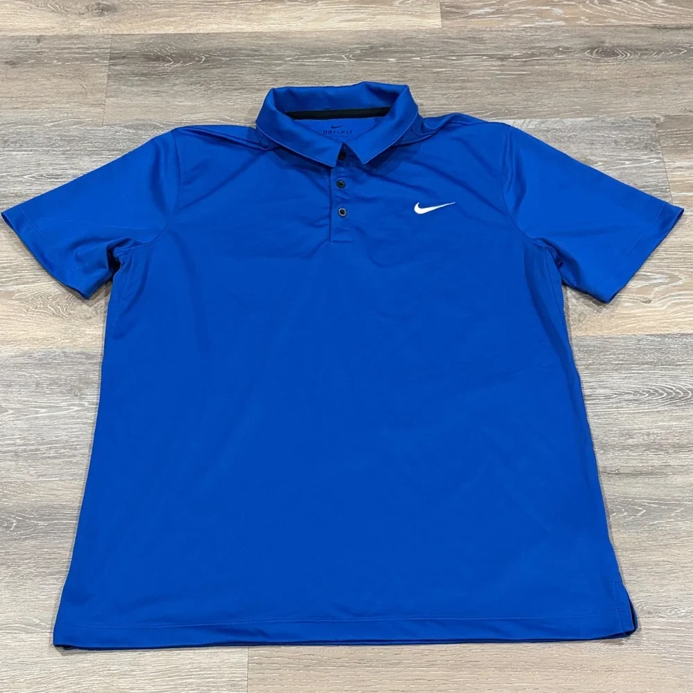 Nike Mens Dri-FIT Golf Polo Shirt Royal Blue Short Sleeve Size Large